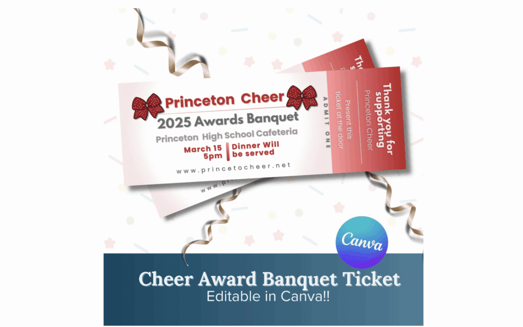 Cheer Banquet Tickets Template | Editable Sports Event Ticket | Awards Night Printable